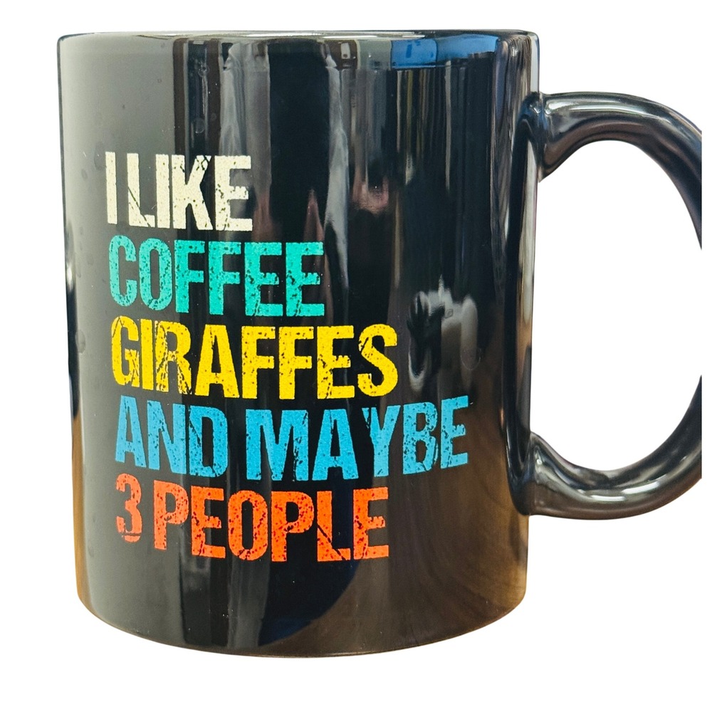 Funny Coffee Giraffe 3 People Mug‎ Black Novelty Gift